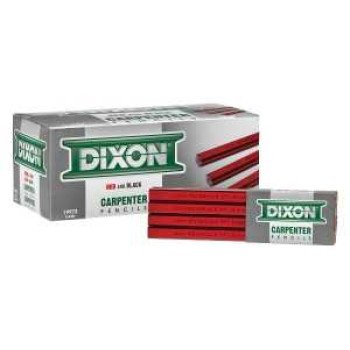 Dixon Ticonderoga 19973 Carpenter Pencil, 7 in L, Wood Barrel, Black/Red Barrel