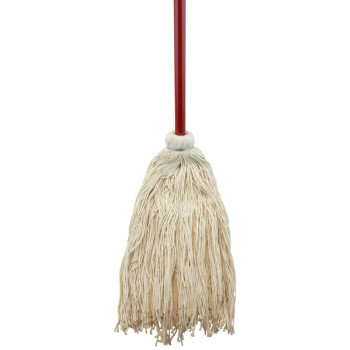 Chickasaw 00502 Wet Mop with Hanger, 8 oz Headband, 48 in L, Cotton Mop Head, White Mop Head, Metal Handle