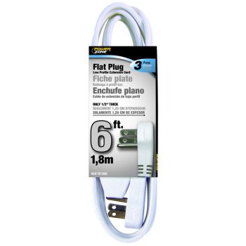 PowerZone OR930606 Extension Cord, 16 AWG Cable, 6 ft L, 125 V, White