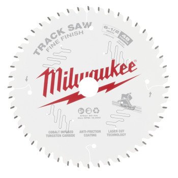 Milwaukee 48-40-0627 Track Saw Blade, 6-1/2 in Dia, 20 mm Arbor, 48-Teeth, Tungsten Carbide Cutting Edge