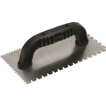 QLT 238 Trowel, 9 in L, 4 in W, Flat V and U Notch