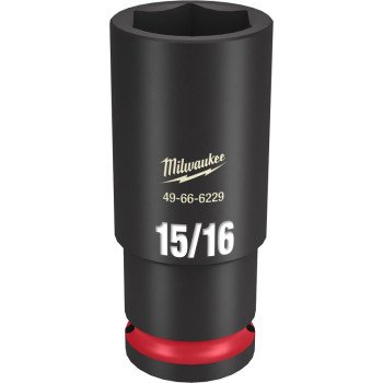 Milwaukee SHOCKWAVE Impact Duty Series 49-66-6229 Deep Impact Socket, 15/16 in Socket, 1/2 in Drive, Square Drive