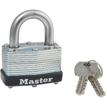 Master Lock 500D Laminated Padlock, Different Key, 9/32 in Dia Shackle, Steel Shackle, Steel Body, 1-3/4 in W Body