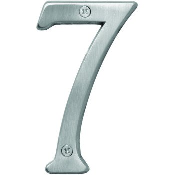 Hy-Ko Prestige Series BR-43SN/7 House Number, Character: 7, 4 in H Character, Nickel Character, Brass