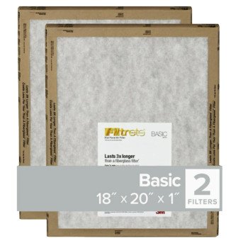 Filtrete FPL45-2PK-24 Air Filter, 20 in L, 18 in W, 2 MERV, For: Air Conditioner, Furnace and HVAC System