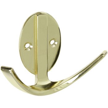 National Hardware V8010 N807-006 Robe Hook, 2-Hook, Zinc, Brass