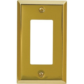 Amerelle 163RBR Wallplate, 4-15/16 in L, 2-7/8 in W, 1 -Gang, Steel, Polished Brass