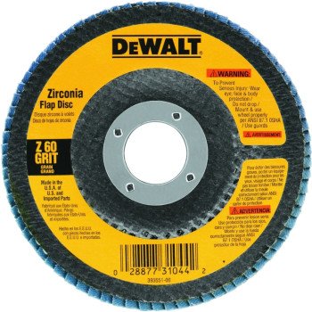 DEWALT DW8310 Flap Disc, 4-1/2 in Dia, 7/8 in Arbor, Coated, 120 Grit, Fine, Zirconia Abrasive, Fiberglass Backing