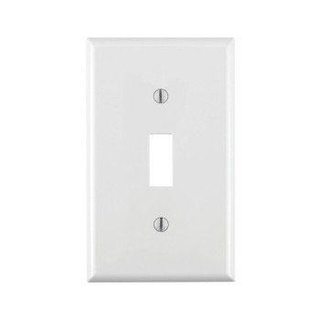 Leviton 022-80701-00W Non-Metallic Wallplate, 4-1/2 in L, 2-3/4 in W, 1 -Gang, Nylon, White, Smooth