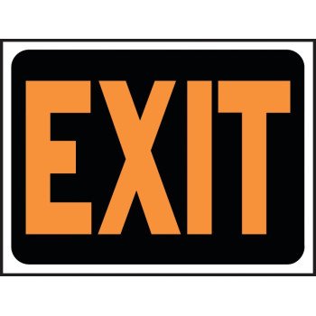 Hy-Ko Hy-Glo Series 3003 Identification Sign, Exit, Fluorescent Orange Legend, Plastic, 12 in W x 8-1/2 in H Dimensions