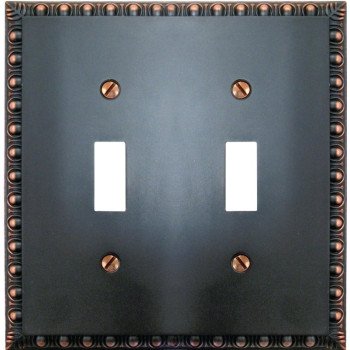 Amerelle 90TTVB Wallplate, 4-15/16 in L, 4-15/16 in W, 2 -Gang, Cast Metal, Aged Bronze