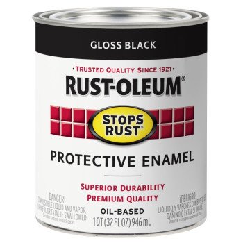 Rust-Oleum 353575 Rust Preventative Paint, Oil, Gloss, Black, 1 qt, 80 to 175 sq-ft Coverage Area