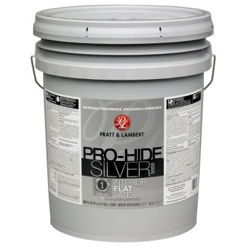 Pratt & Lambert Pro-Hide Silver 5000 Series 0000Z5380-20 Interior Paint, Flat Sheen, Bright White, 5 gal