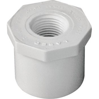 IPEX 435726 Reducing Bushing, 1-1/4 x 1/2 in, Spigot x FPT, White, SCH 40 Schedule, 150 psi Pressure