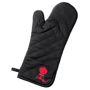 Weber 6532 Barbecue Mitt, One-Size, Foldable Cuff, Cotton, Black/Red