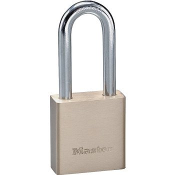 Master Lock 576DLHPF Padlock, Keyed Different Key, 5/16 in Dia Shackle, Steel Shackle, Brass Body, 1-3/4 in W Body