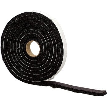 M-D 06619 Premium Weatherstrip Tape, 1/2 in W, 10 ft L, Rubber, Black