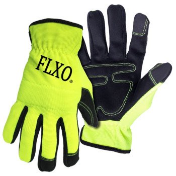 Boss Task Series B52121-L Mechanic's Gloves, L, Reinforced Thumb, Slip-On Cuff, Synthetic Leather, Hi-Viz Yellow