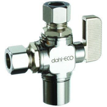 DAHL 511-13-31-31 Ball Valve, 1/2 x 3/8 x 3/8 in Connection, Solder x Compression, Manual Actuator, Brass Body