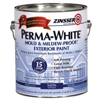 ZINSSER 03101 Exterior House Paint, Satin, White, 1 gal Can