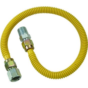 BrassCraft ProCoat Series CSSD54-30 Gas Connector, 1/2 x 1/2 in, Stainless Steel, 30 in L