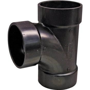 Canplas 102154LBC Sanitary Pipe Tee, 4 in, Hub, ABS, Black