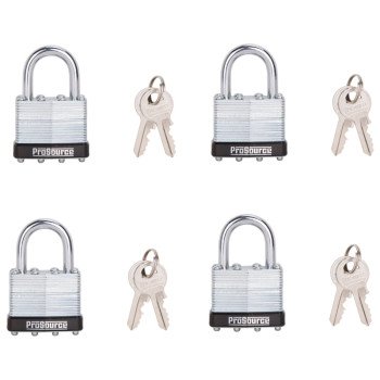 ProSource HD-3DX4-3L Padlock Set, Standard Shackle, 1/4 in Dia Shackle, 1-1/4 in H Shackle, Steel Shackle, Steel Body