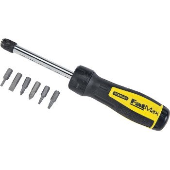 STANLEY 69-189 Ratcheting Screwdriver, 6-in-1 Drive, 8-3/4 in OAL, Rubber Handle, Ergonomic Handle