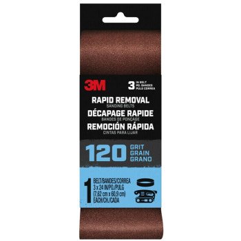 3M 27396 Sanding Belt, 3 in W, 18 in L, 120 Grit, Aluminum Oxide Abrasive