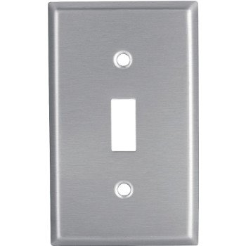 Eaton 93071-BOX1 Wallplate, 4-1/2 in L, 2-3/4 in W, 1-Gang, Stainless Steel, Clear, Satin