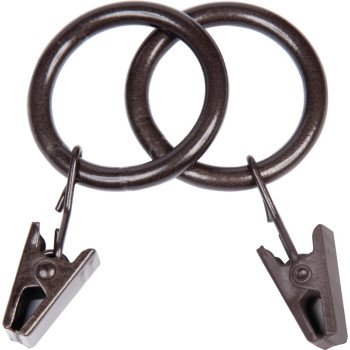 Kenney KN75003 Curtain Clip Ring, Metal, Dark Brown