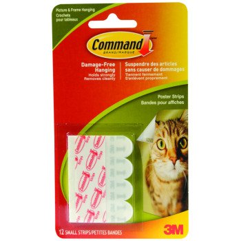 Command 17024C Poster Strip, 0.62 in W, 1.78 in L, 0.031 in Thick, White, 1 lb