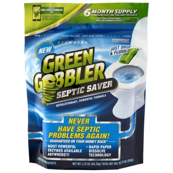 Green Gobbler G0017A6 Septic Saver Enzyme Pac, Powder, Tan, 12.77 oz