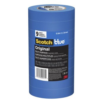 ScotchBlue 2090-24A-CP Painter's Tape, 60 yd L, 1 in W, Crepe Paper Backing, Blue