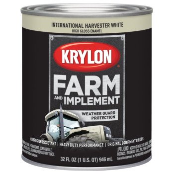 Krylon K02034000 Farm Equipment Paint, High-Gloss Sheen, International Harvester White, 1 qt