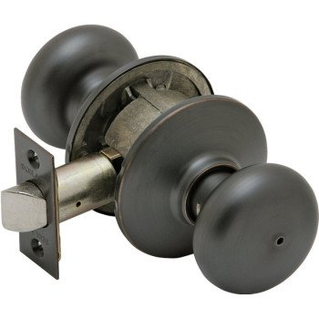 Schlage Plymouth Series F40 PLY716 Privacy Lockset, Round Design, Knob Handle, Aged Bronze, Metal, Interior Locking