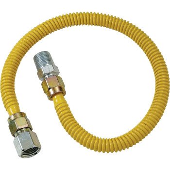 BrassCraft ProCoat Series CSSD54-24P Gas Connector, 1/2 x 1/2 in, Stainless Steel, 24 in L