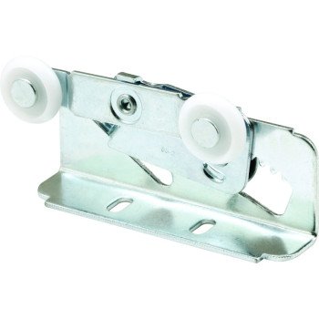 Prime-Line N 6531 Roller Assembly, 7/8 in Dia Roller, 1/4 in W Roller, Steel, Silver, 2-Roller, 75 lb, Top Mounting