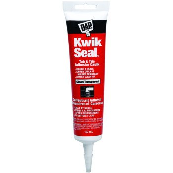 DAP KWIK SEAL 71055 Kitchen and Bath Adhesive Caulk, Clear, 40 to 100 deg F, 162 mL Tube