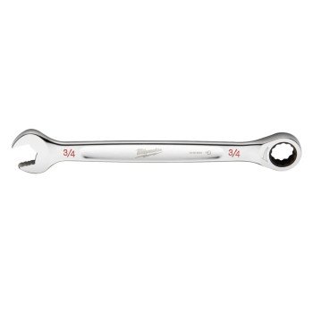 Milwaukee 45-96-9224 Ratcheting Combination Wrench, SAE, 3/4 in Head, 10.14 in L, 12-Point, Steel, Chrome