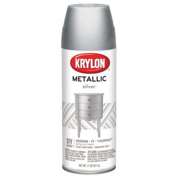 Krylon K01406 Metallic Spray Paint, Metallic, Silver, 11 oz, Can