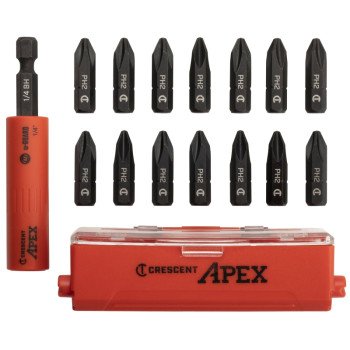 Crescent APEX u-GUARD CAUGK-15 Bit Holder, 1/4 in Drive, Phillips Drive, 1/4 in Shank, Hex Shank, Plastic/Steel