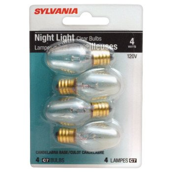 Sylvania 13549 Incandescent Lamp, 4 W, Candelabra E12 Lamp Base, 2850 K Color Temp, 3000 hr Average Life