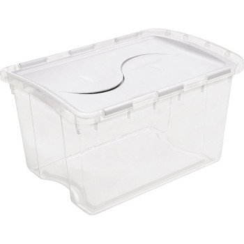 Sterilite 19148006 Storage Box, Plastic, Clear/White, 22-3/8 in L, 15-7/8 in W, 13-1/8 in H