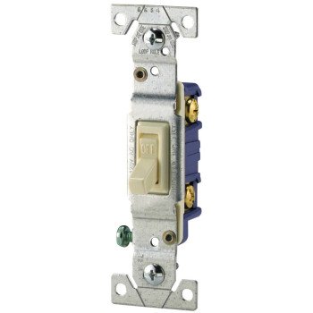 Eaton Wiring Devices 1301-7V Toggle Switch, 15 A, 120 V, Polycarbonate Housing Material, Ivory