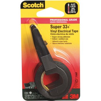 Scotch 194NA Electrical Tape, 200 in L, 1/2 in W, PVC Backing, Black