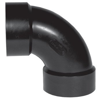 IPEX 027131 Pipe Elbow, 1-1/2 in, Hub, 90 deg Angle, ABS, Black, SCH 40 Schedule