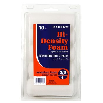 RollerLite Hi-Density Foam 4FOAMQ-10 Mini Roller Cover, 4 in L, Foam Cover, White