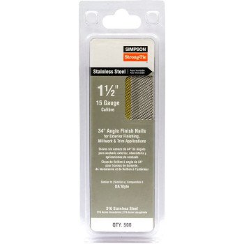 Simpson Strong-Tie T15N150SFB Finishing Nail, Tape Collation, 4D, 1-1/2 in L, 15 ga Gauge, 0.128 in Head Size