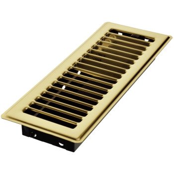 Imperial RG0208 Floor Register, 10 in L, 3 in W, Steel, Polished Brass